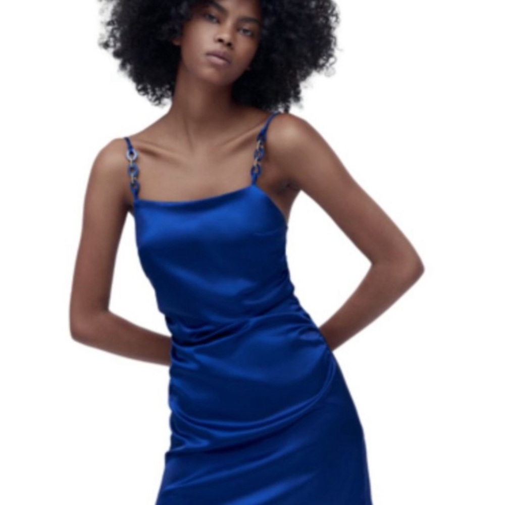 NWT Zara blue dress XS spaghetti strap